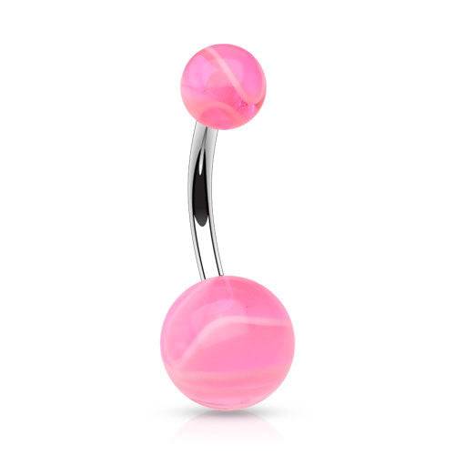 Surgical Steel Marble Swirl Flexible Belly Button Navel Ring