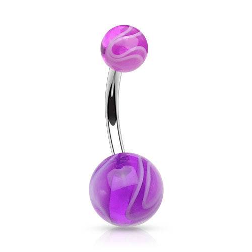 Surgical Steel Marble Swirl Flexible Belly Button Navel Ring