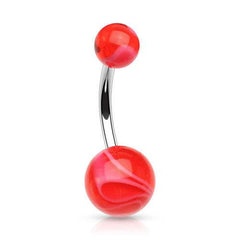 Surgical Steel Marble Swirl Flexible Belly Button Navel Ring