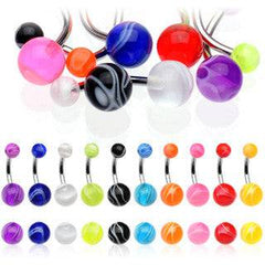 Surgical Steel Marble Swirl Flexible Belly Button Navel Ring