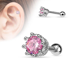 Surgical Steel Victorian Prong Set CZ Ear Cartilage Helix Stud